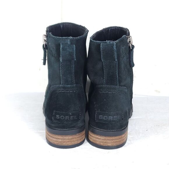 Sorel Women’s Emilie II US 7 Black Suede Leather Side Zip Ankle Boots Booties - Picture 10 of 14